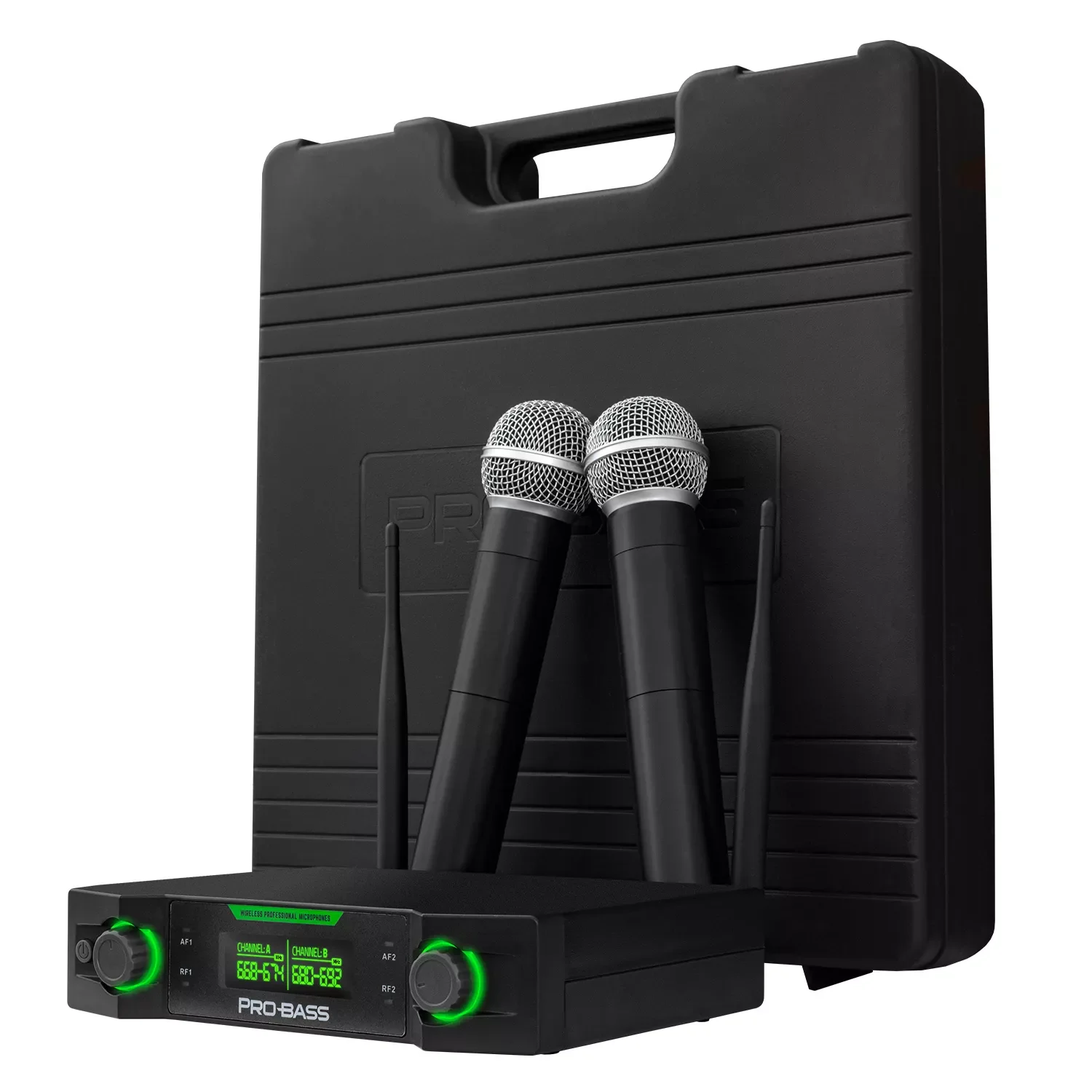 SISTEMA INALAMBRICO MICROFONO DOBLE PRO BASS