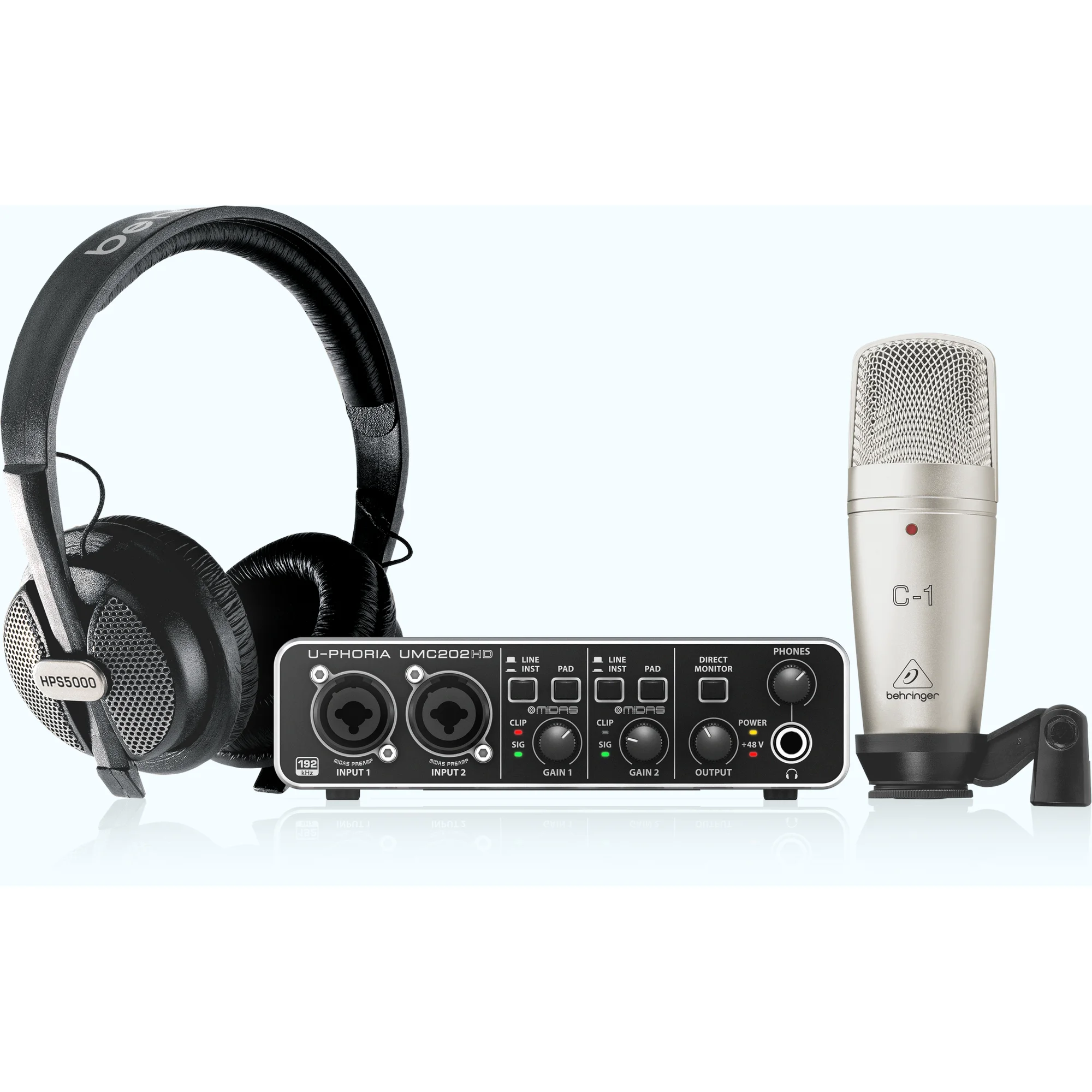 KIT GRABACION USB BEHRINGER INTERFACE+MIC+MIX+AURIC