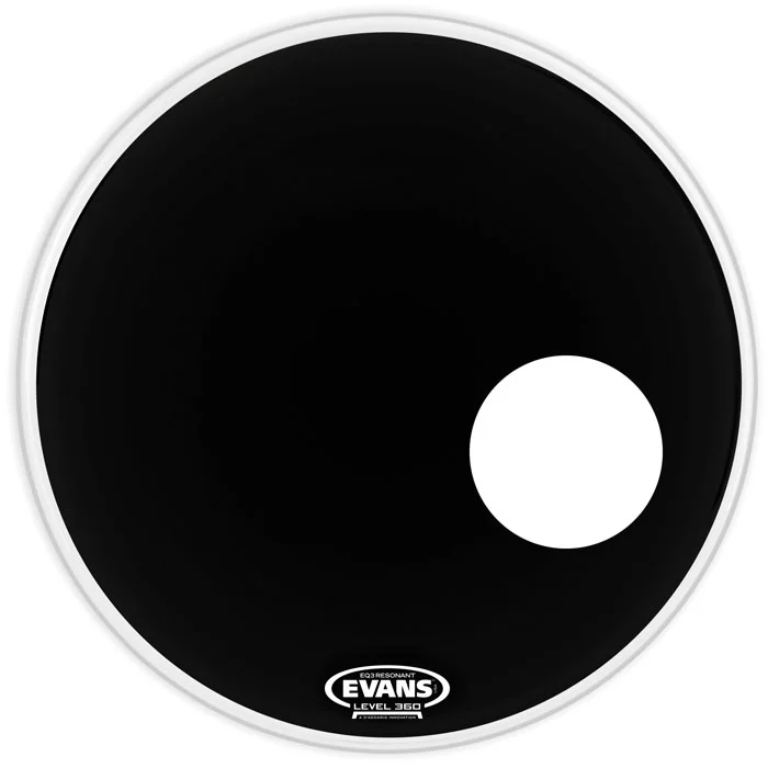 Parche resonante Evans EQ3 Black de 18" para bombo